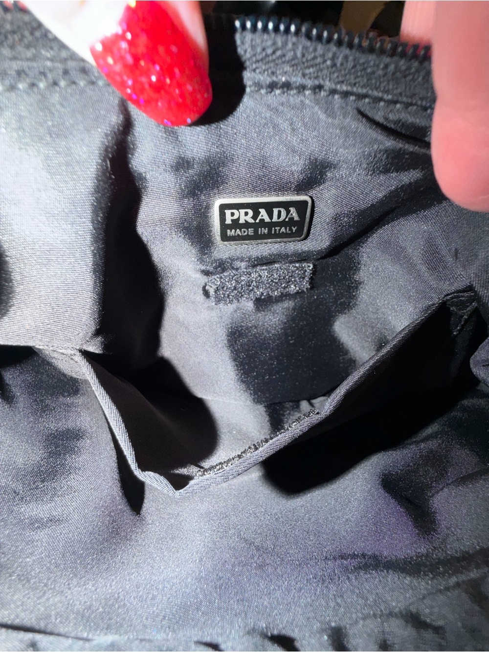 PRADA Tessuto Nylon Pochette, in Signature Logo Design & Matte Silver Hardware - Picture 14 of 14